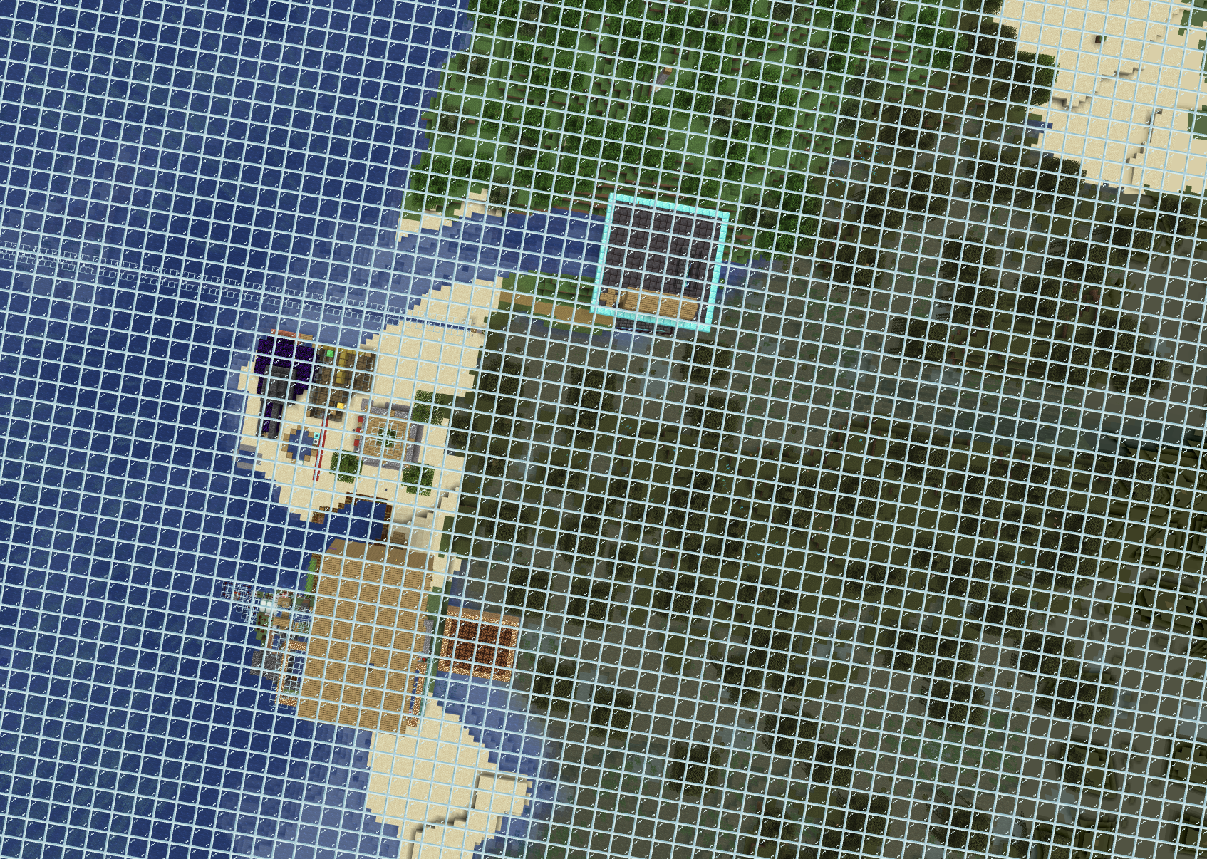 In-Game Map, a photo looking across spawn SMP